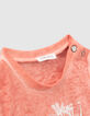 Oranje T-shirt met tekst geborduurde letters babyjongens-4
