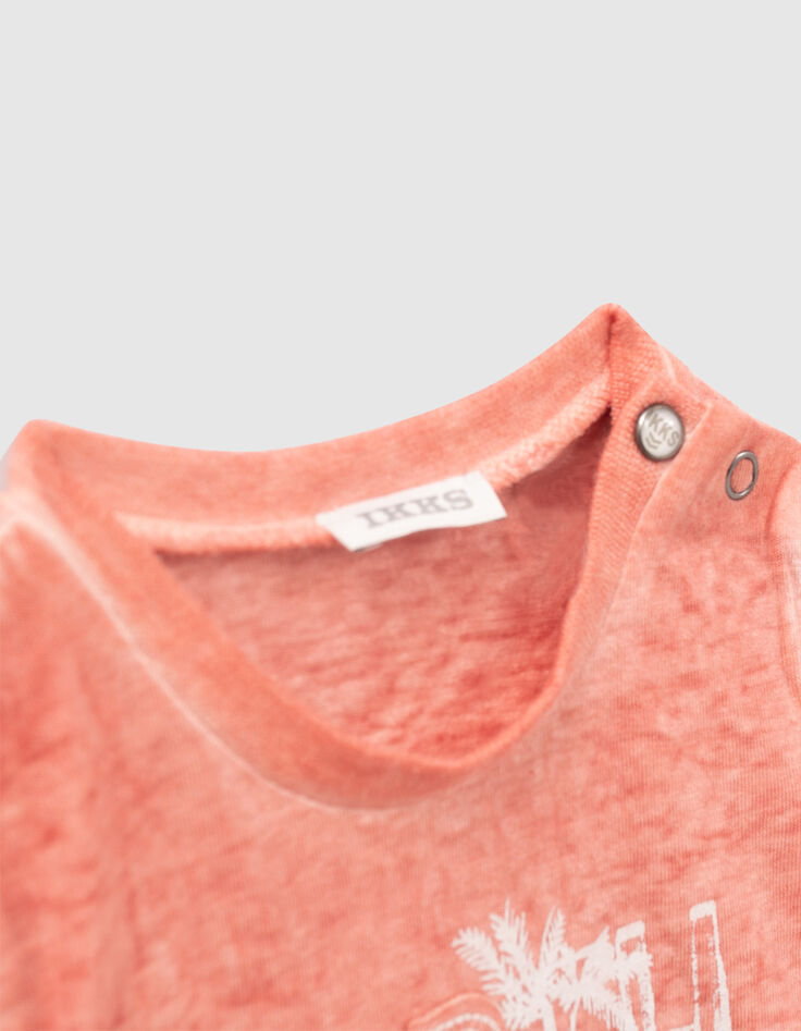 Oranje T-shirt met tekst geborduurde letters babyjongens-4