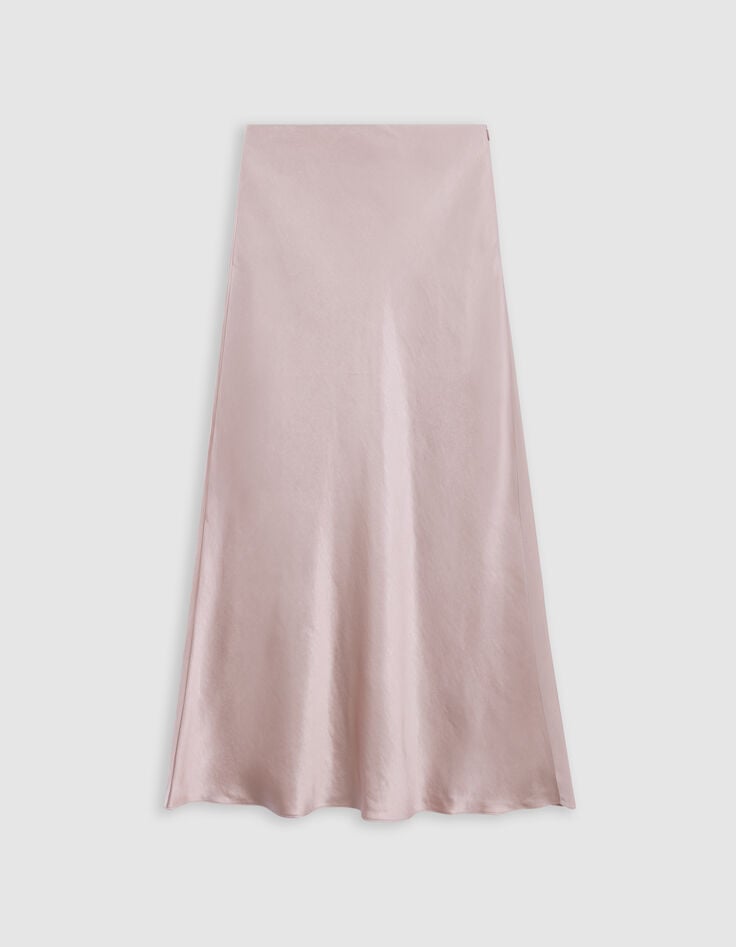 Jupe longue rose satinée-6