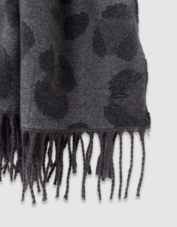 Black leopard jacquard scarf-4