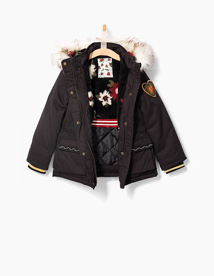 Schwarzer Mädchenparka-5