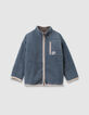 Cardigan réversible sherpa bleu et molleton kaki garçon-4