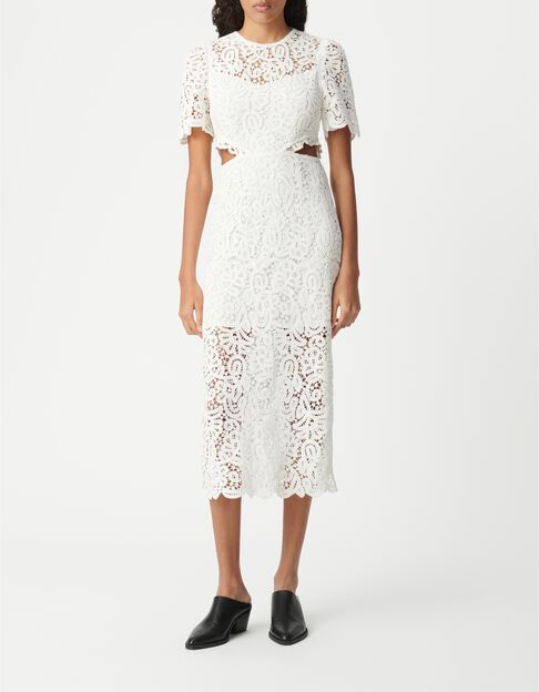 Robe chic blanche en dentelle macram&eacute; Femme - IKKS
