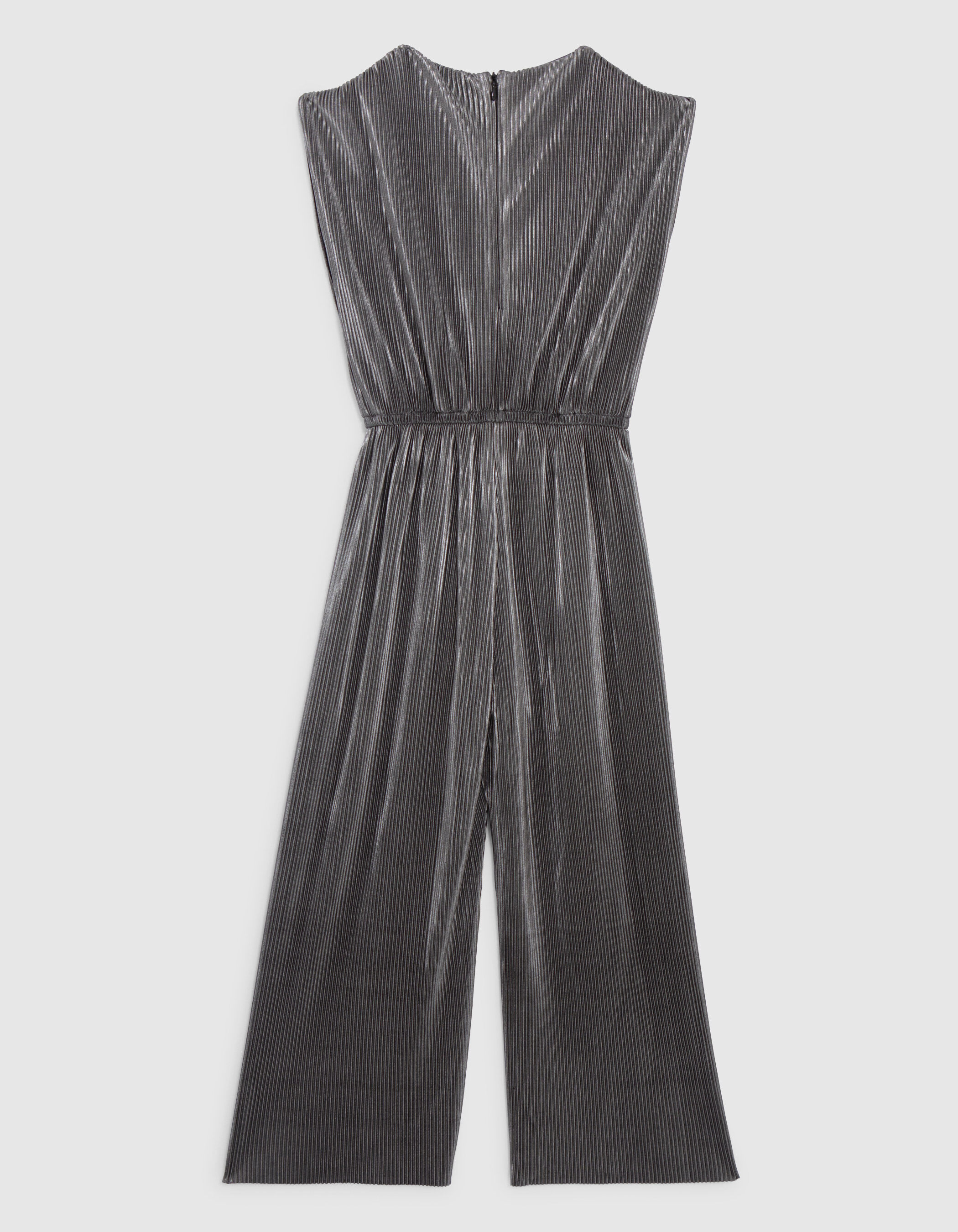 Girls grey silver pleated knit jumpsuit IKKS