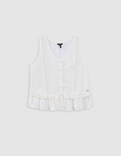 Ecru M&auml;dchen-Caraco mit Spitzendetails im Boho-Stil - IKKS