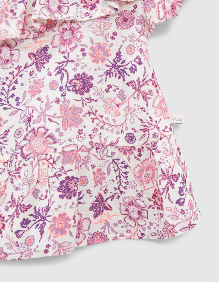 Girls' off-white blouse with violet flower print-4