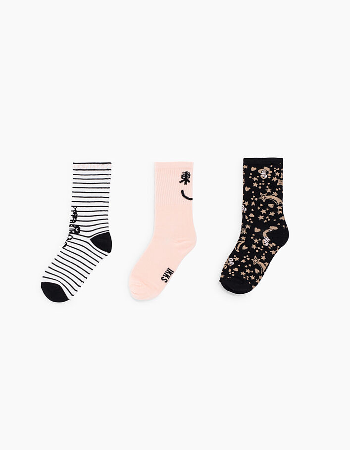 Girls’ pink, black and white socks - IKKS