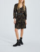Women’s black lily print dress-1
