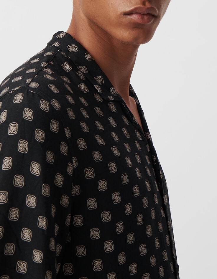Zwart REGULAR overhemd print Balinese motieven Heren-4