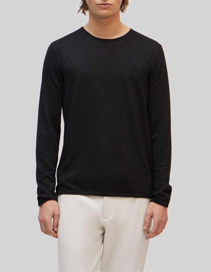 Pure Edition - Jersey negro punto lana purpurina hombre-1