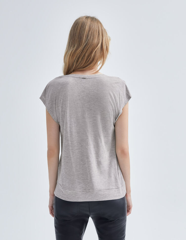 Women’s grey marl lurex T-shirt with studded shoulders-3 Women’s grey marl lurex T-shirt with studded shoulders-3