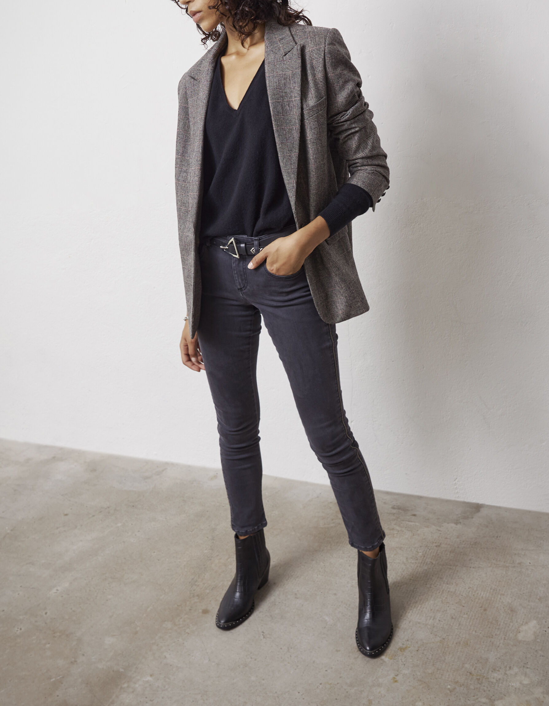 Jean slim sculpt up gris bande fantaisie cote femme IKKS