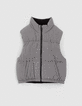 Omkeerbare bodywarmer zwart en pied-de-poule meisjes-1