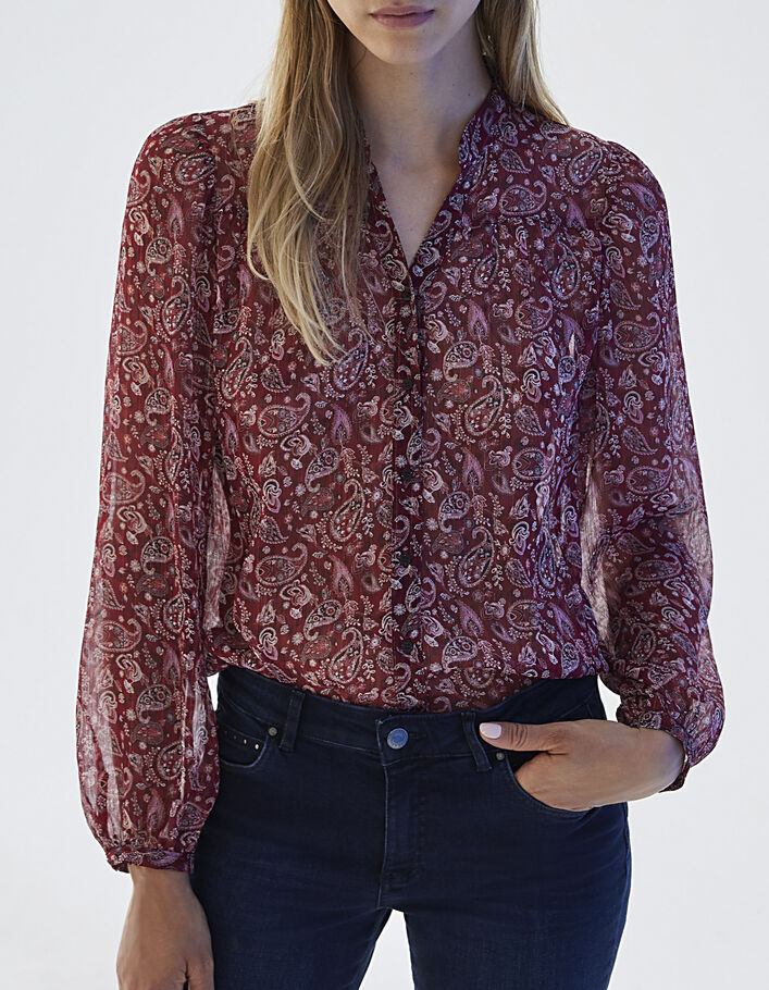 Voile damesblouse met metallic paisleyprint-2