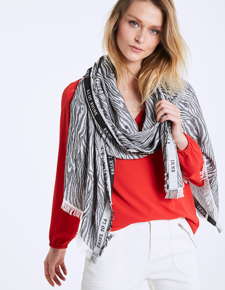 Women’s Tencel zebra print fringed scarf-2