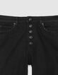 Schwarze gerade Damen-Cropped-Jeans Nieten Janis-3