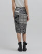 Falda negra fruncida estampado patchwork pa&ntilde;uelo Mujer-5