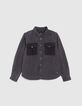Medium grey jeanshemd afneembare kap jongens -6
