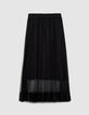 Falda midi plisada de tul negra Mujer-7