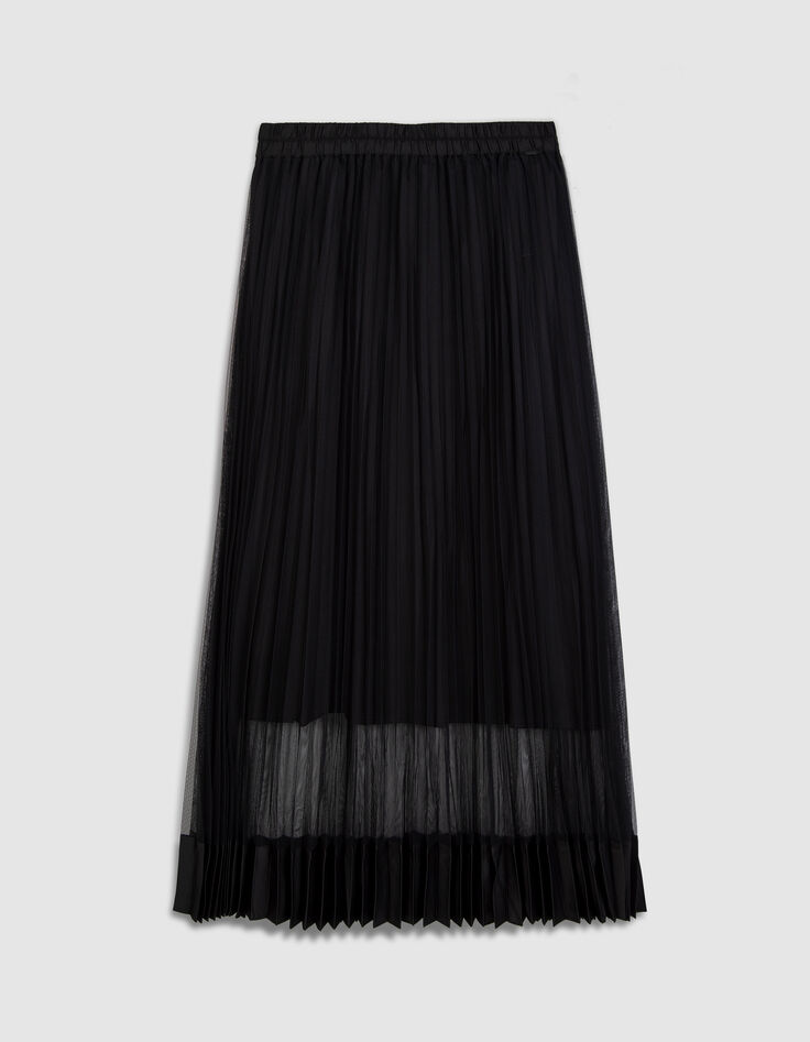 Falda midi plisada de tul negra Mujer-7