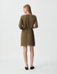 Robe cache-coeur kaki taille drapée Femme-2 Robe cache-coeur kaki taille drapée Femme-2