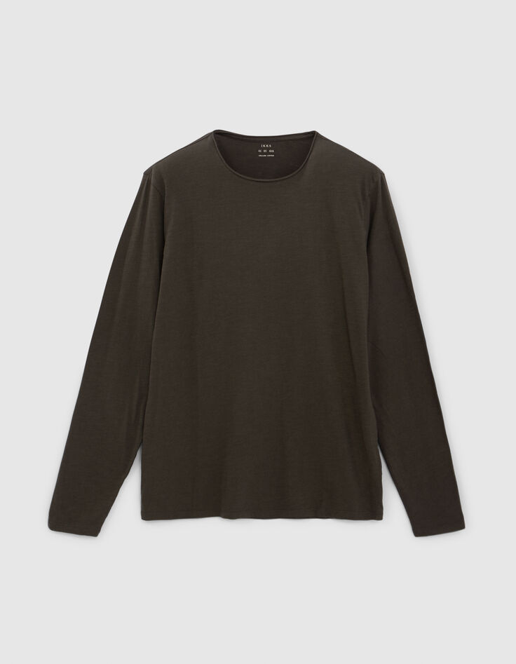 Men’s khaki organic cotton Essential long-sleeve T-shirt-5