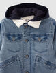 Veste en jean bleue fourrée parmenture molleton garçon-5