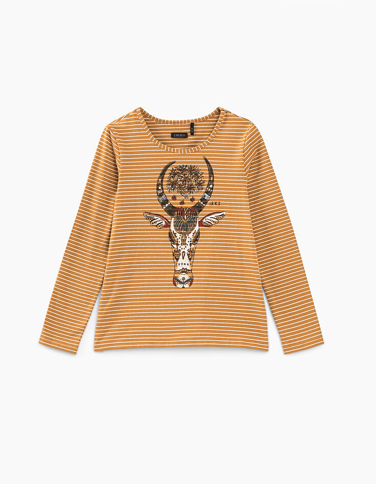 Girls’ caramel sacred cow’s head striped T-shirt-1