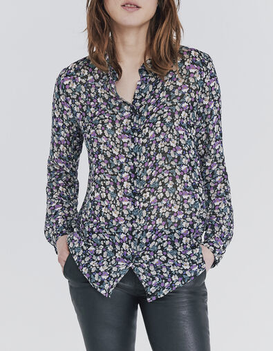 Hemd in viscose print ruiker bloemen dames - IKKS