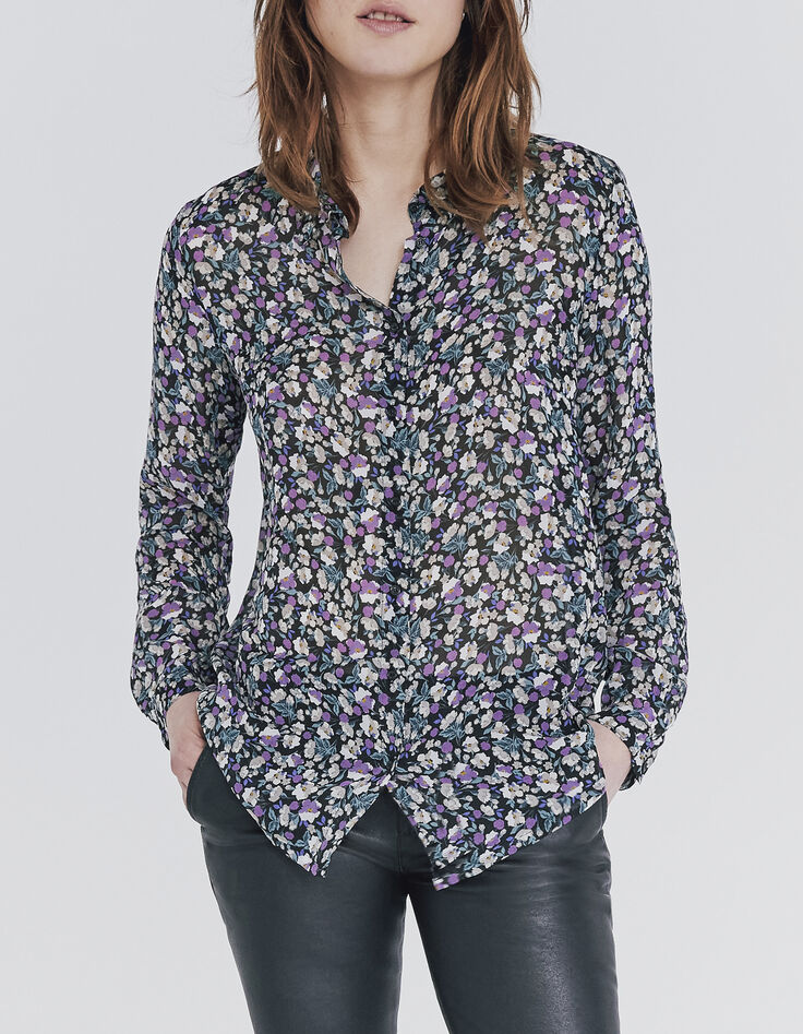 Hemd in viscose print ruiker bloemen dames-1