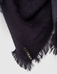 Marineblauer Damenschal mit IKKS-Jacquardmonogramm -4