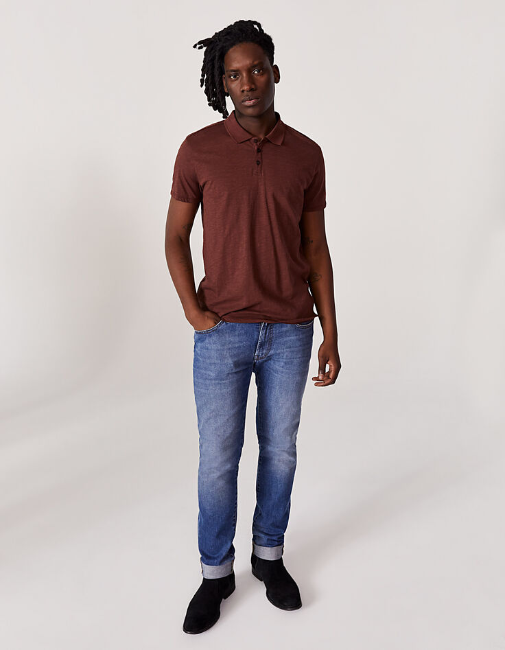Polo terracota algodón slub Hombre-5