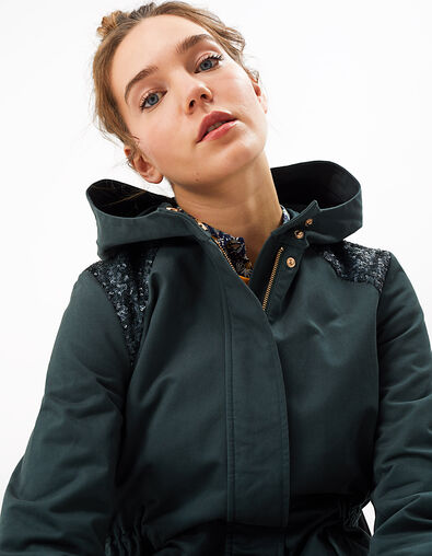 Azuurgroene parka lovertjes schouders I.Code - IKKS