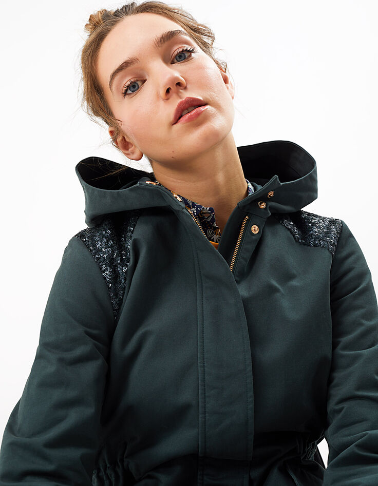 Azuurgroene parka lovertjes schouders I.Code-1 Azuurgroene parka lovertjes schouders I.Code-1