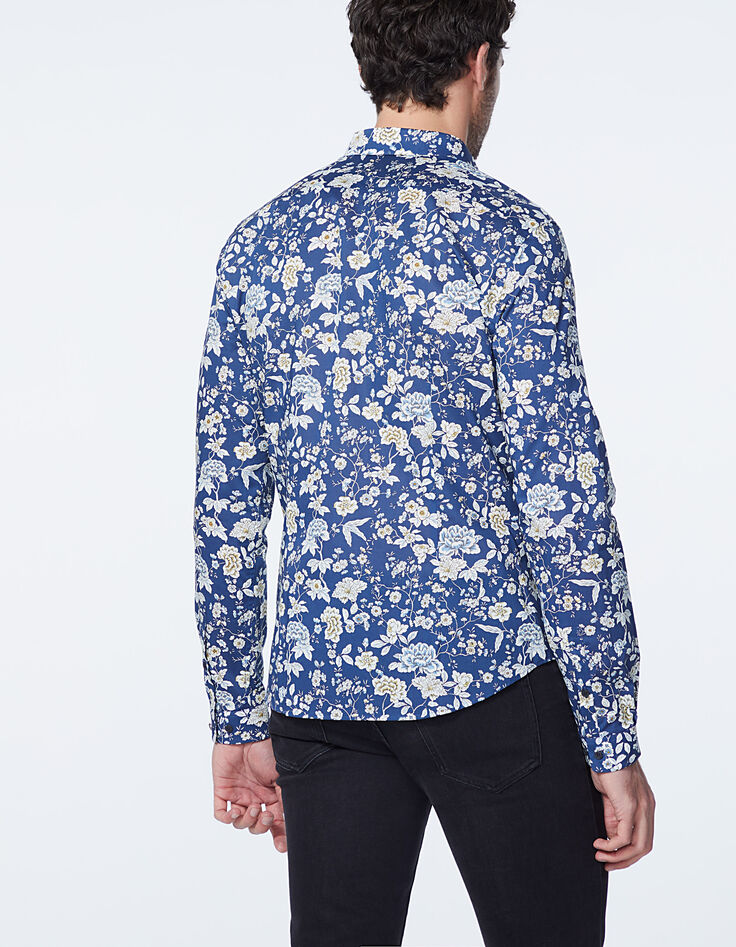 Indigoblaues Herren SLIM-Hemd mit Liberty®-Blumenprint-3