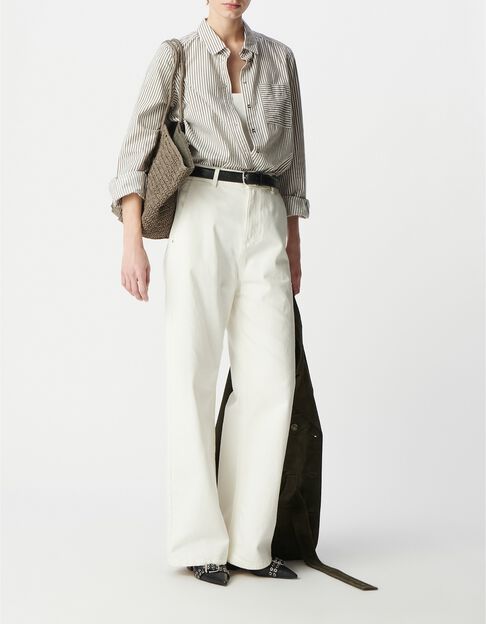 Chemise coton bio rayures gris clair Femme - IKKS