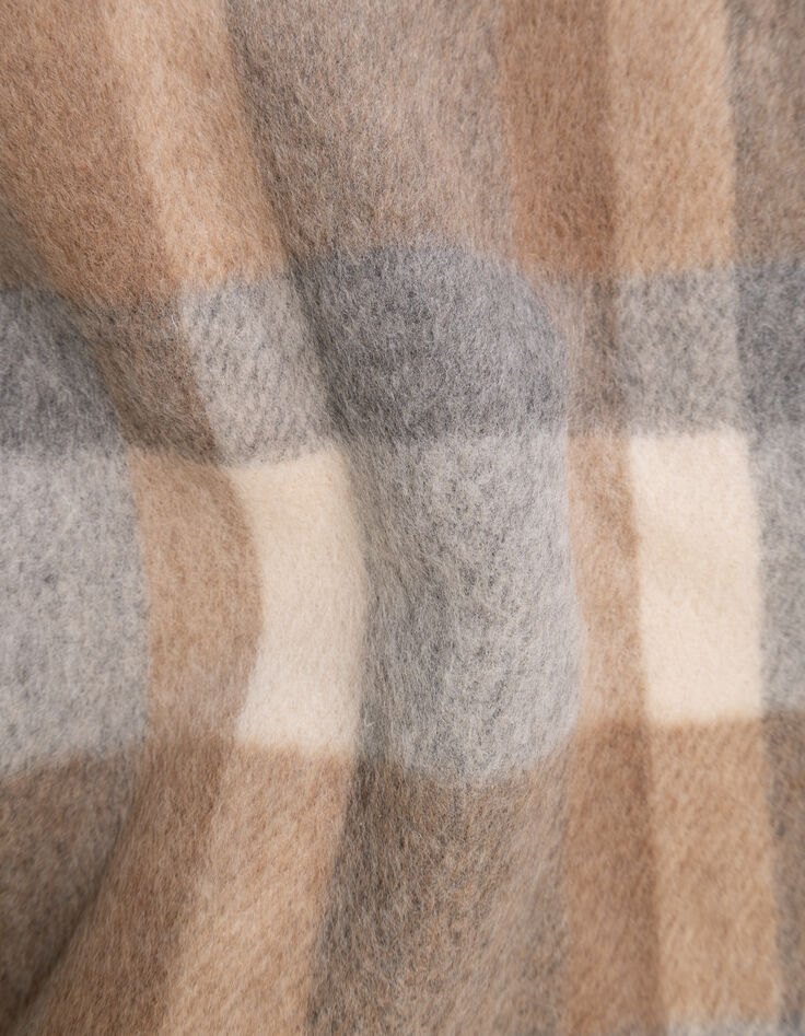 Boys’ beige check woolcloth fur-lined jacket-10