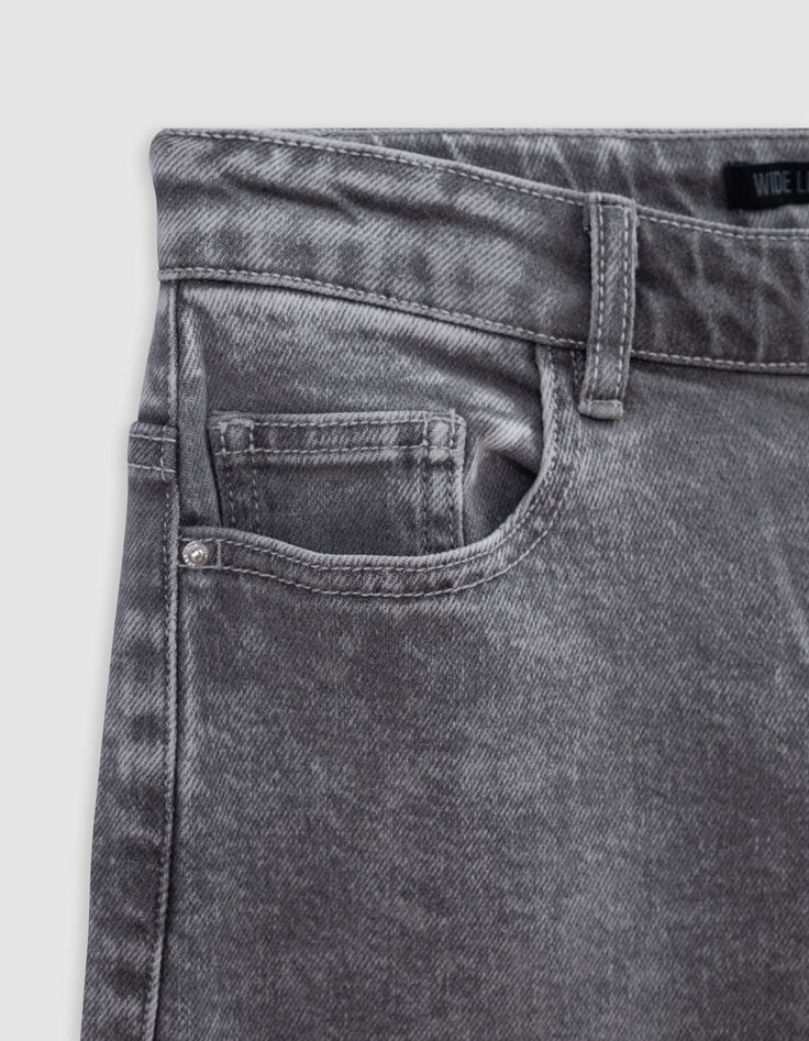 Grijze afgewassen WIDE LEG jeans meisjes-7