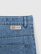 Mädchen-Jeansshorts Bio, Gürtel, psychedelische Blumen-4