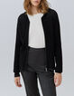 Cardigan noir tricot ajouré fantaisie Femme-2
