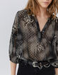 Women’s black blouse with ecru dandy flower print-5