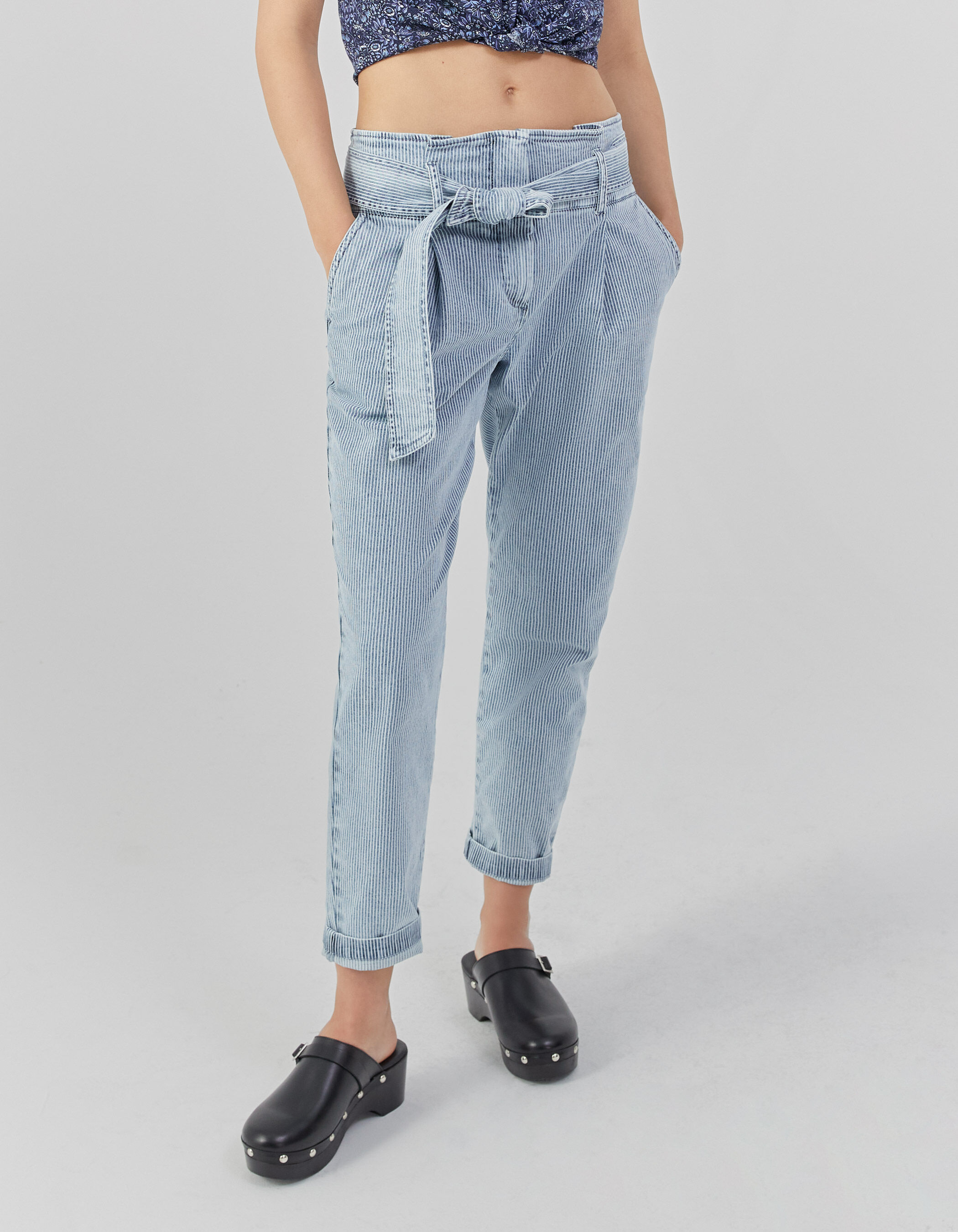 Jean a top rayure femme