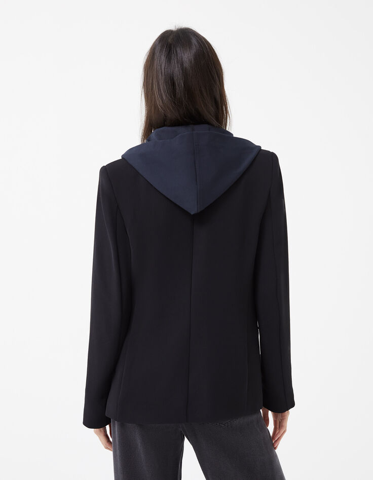 Americana negra pieza capucha milano gris mujer-2