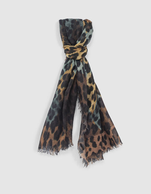 foulard en laine motif léopard femme