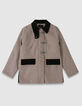 Women’s burgundy houndstooth and velvet parka-7