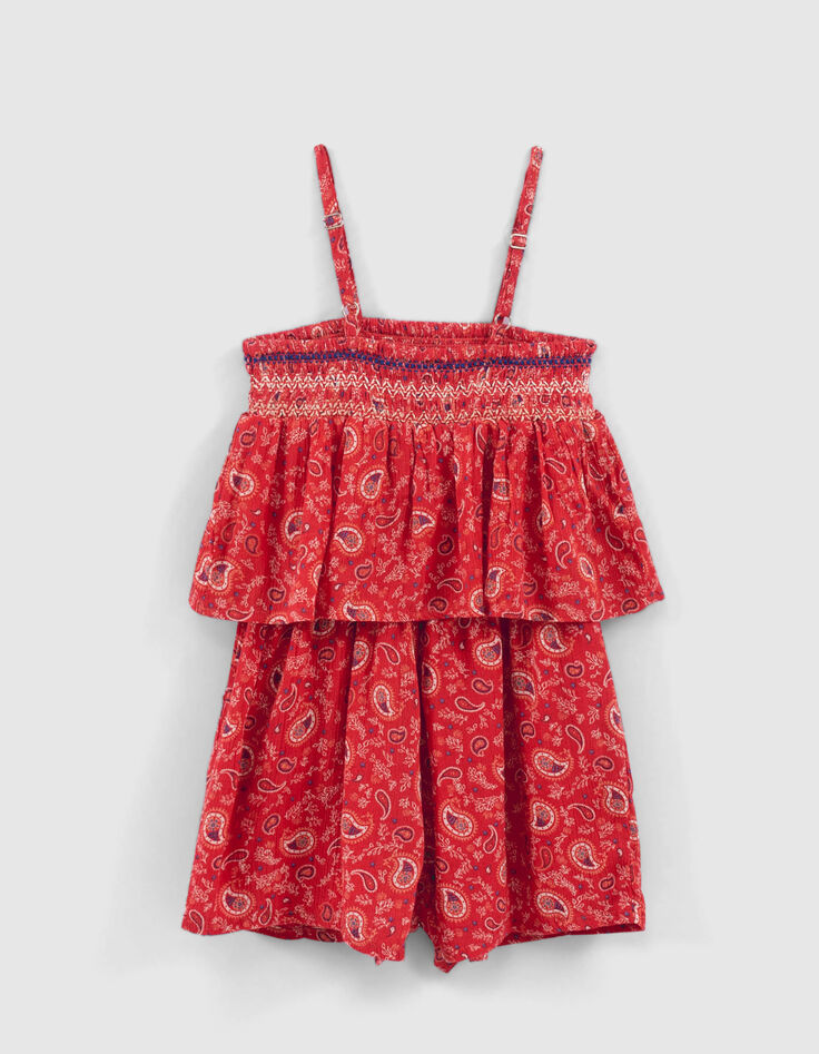 Rode korte jumpsuit Lenzing™ Ecovero™ kasjmierprint meisjes-2