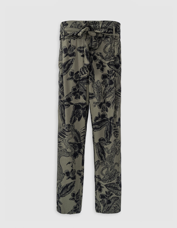 Paperbag broek kaki LENZING™ ECOVERO™ maxi jungle Dames-6