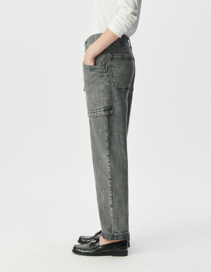 Jean battle gris ceinturé 7/8e Sélène Femme-3