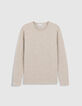 Pull manches longues beige tricot moulin&eacute; Homme-5