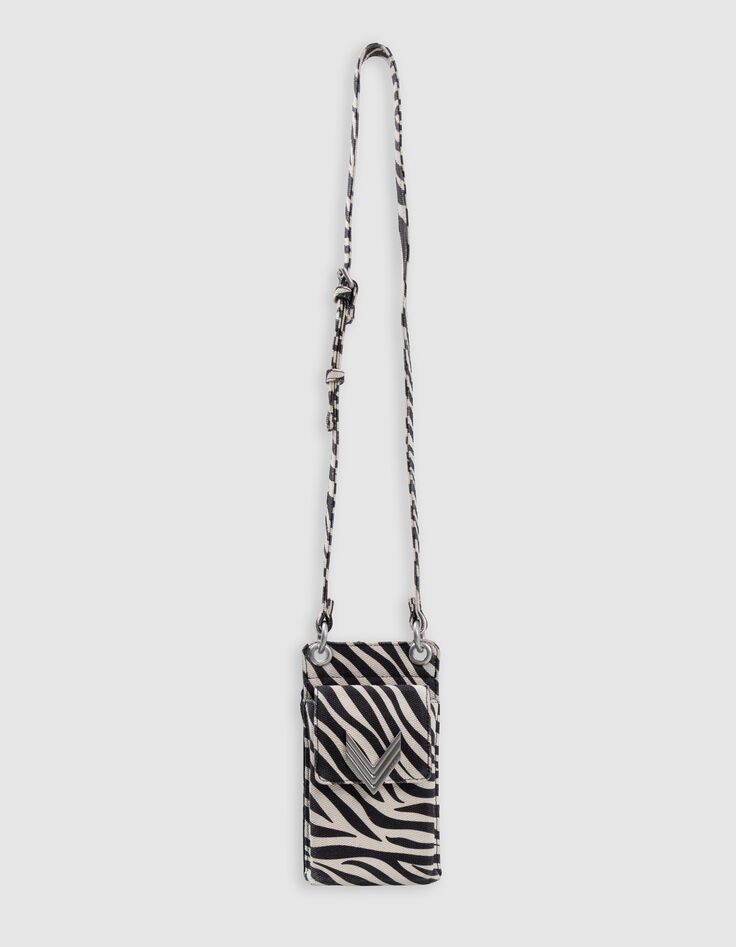 Telefoonhoes 111 ecru canvas zebrapatroon Dames-3